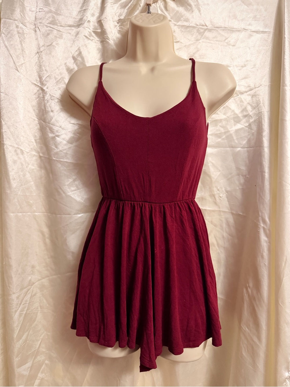 Burgundy Spaghetti Strap Romper